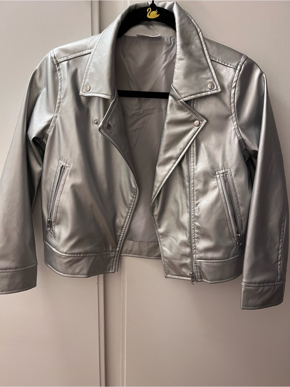 Epic Threads Silver Girls' Faux Leather Moto Jacket - Size M